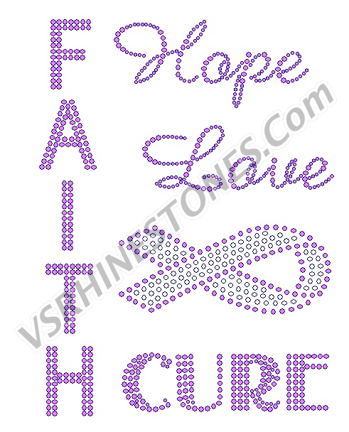 Faith Hope Love Cure Rhinestone Transfer